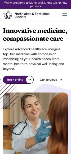 Northlakes Medical website on mobile