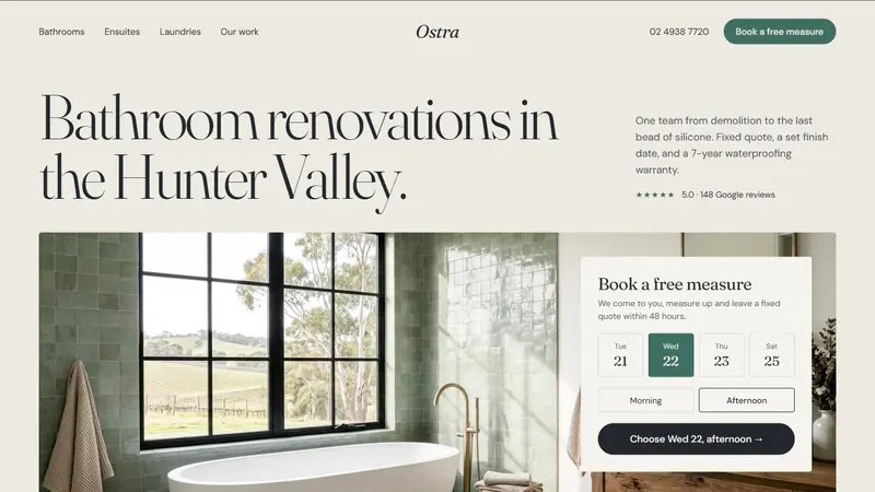 Concept website design for a bathroom renovator